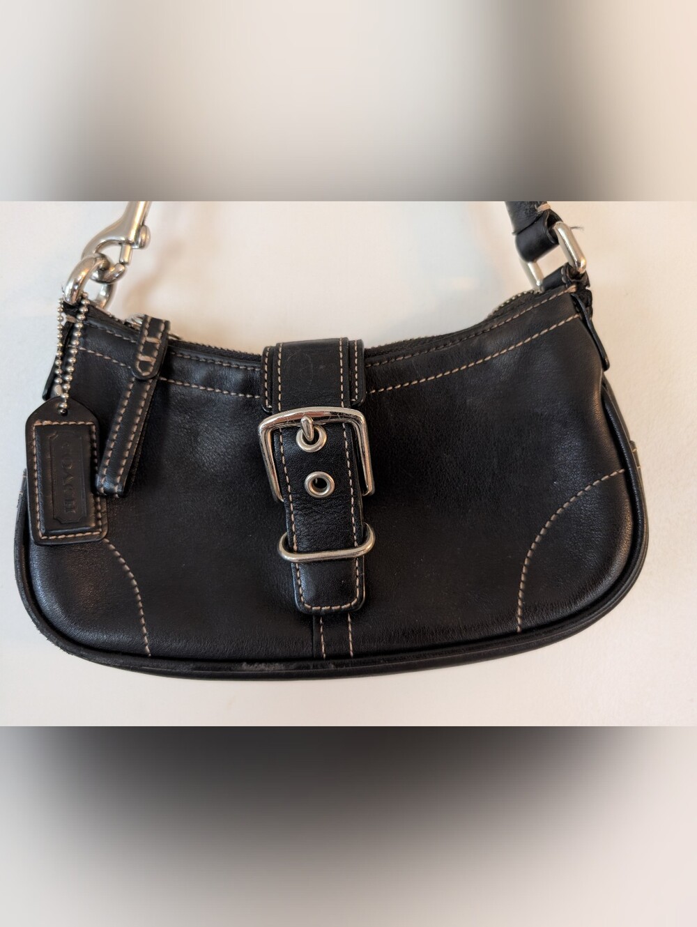 Vintage Coach Black Leather Small Compact Soho Buckle Shoulder Bag Purse Y2k - Picture 2 of 13